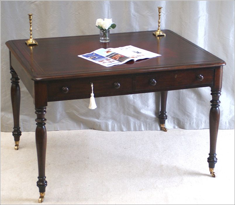 3042 Antique William IV Mahogany Library Table (4)